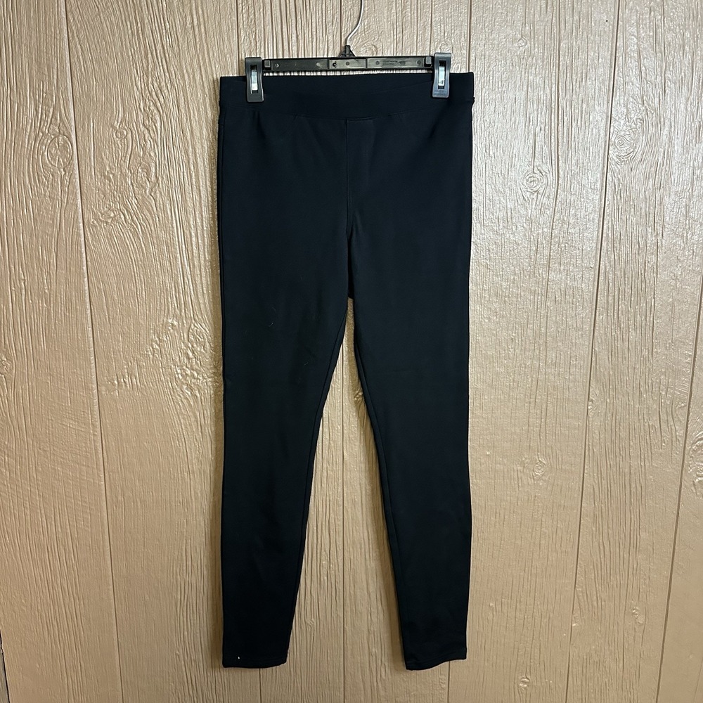 NWT HUE Women's Stretch Ponte Leggings Mid Rise Black Size M Career Wear